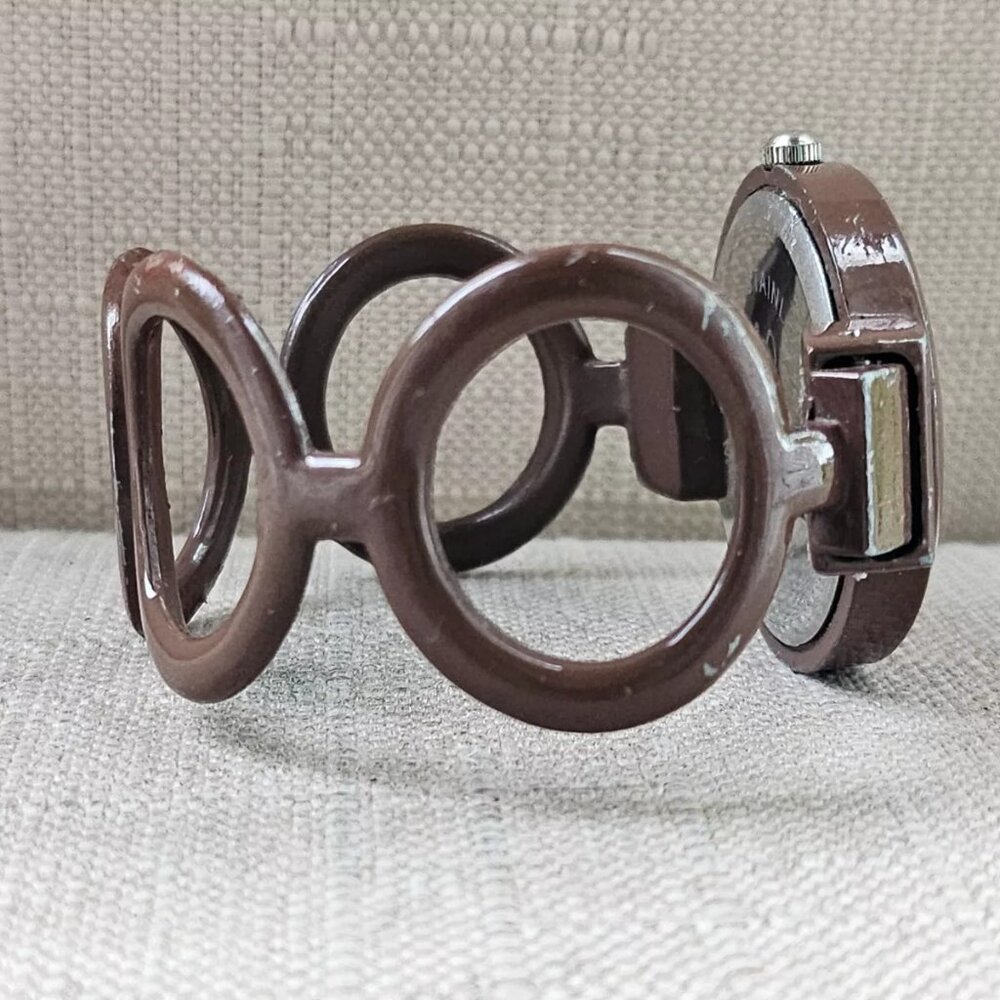 Geneva Women Wristwatch Brown Tone Metal Cuff Band Analog Watch - Picture 7 of 12